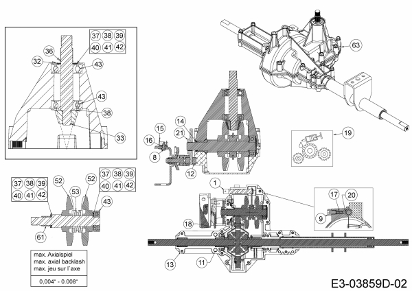 Ersatzteile Bolens Rasentraktoren BL 155/92 T Typ: 13A3775E684  (2008) Getriebe