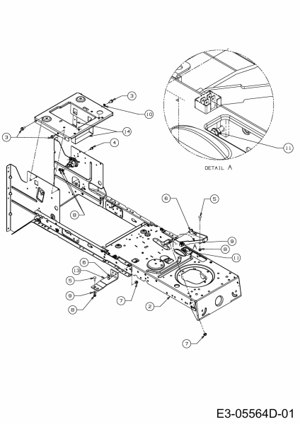 Ersatzteile Massey Ferguson Rasentraktoren MF 41-18 RH Typ: 13AJ71GN695  (2014) Rahmen