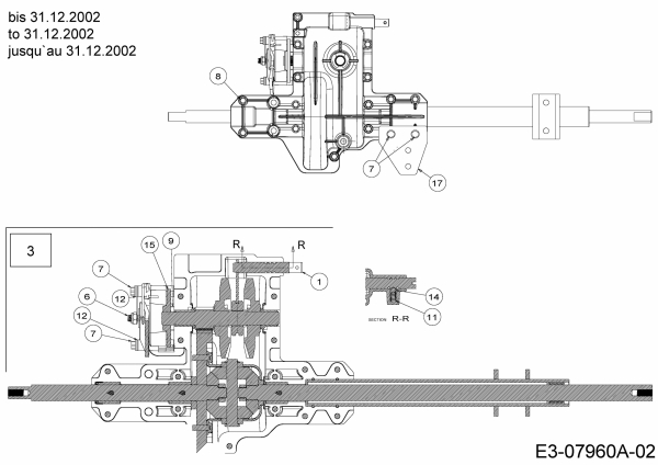 Ersatzteile MTD Rasentraktor SN 170 A Typ: 13B3508N678  (2003) Getriebe 618-0580 bis 31.12.2002 