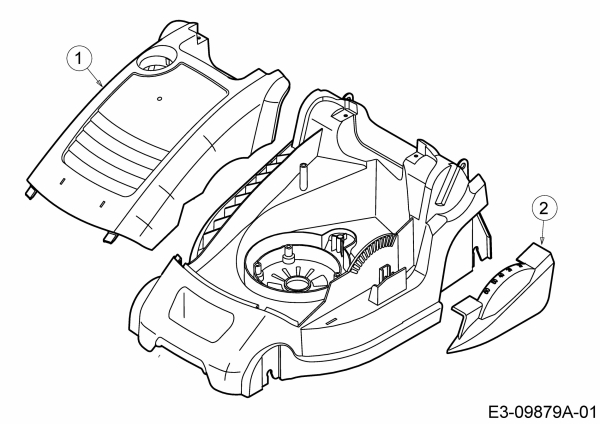 Ersatzteile WOLF-Garten Elektro Rasenmäher ohne Antrieb Expert 34 E Typ: 18BWF1S-650  (2014) Abdeckung seitlich, Motorhaube 