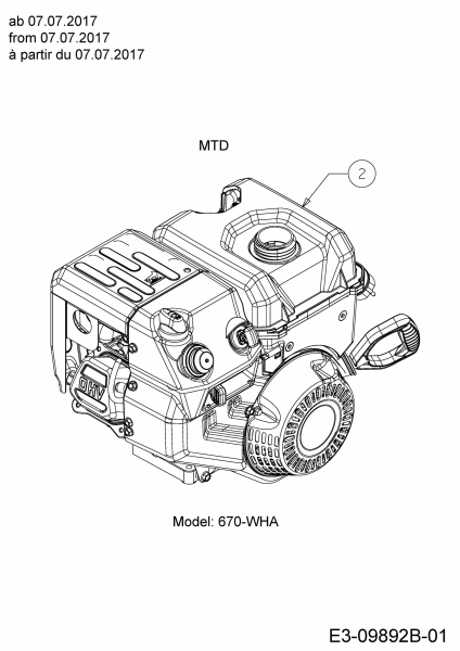 Ersatzteile WOLF-Garten Schneefräse SF 61 E Typ: 31AW63F2650  (2018) Motor MTD ab 07.07.2017 