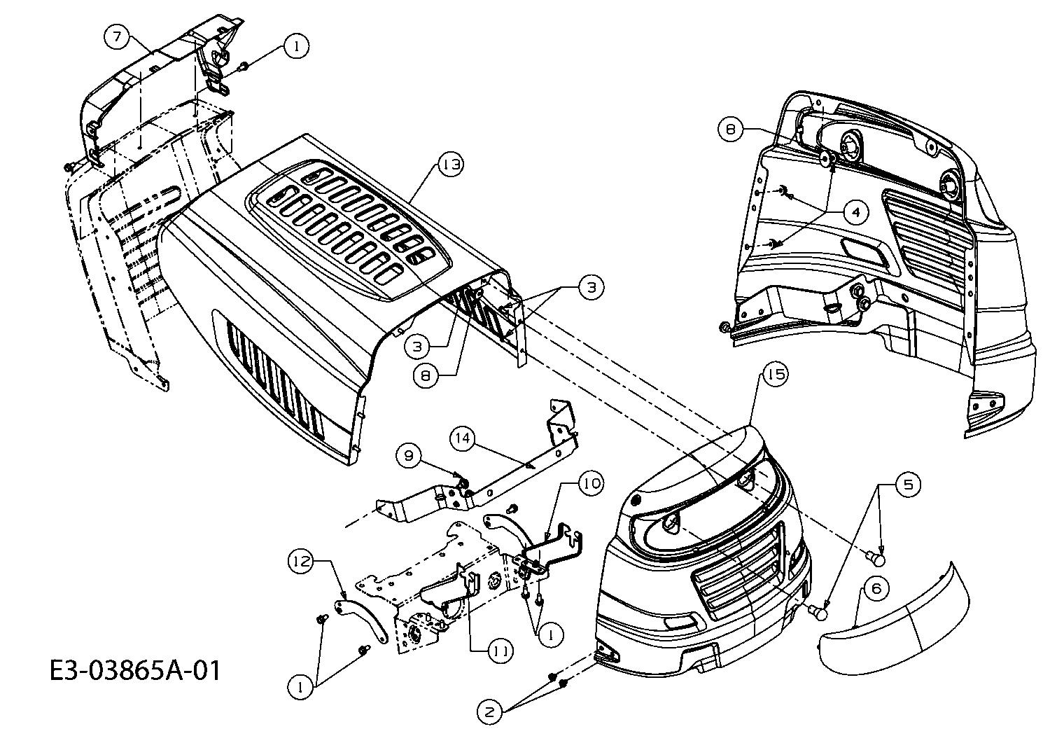 Ersatzteile Massey Ferguson Rasentraktoren Mf 36 15 Ra Typ 13av785e695 2008 Motorhaube 5 