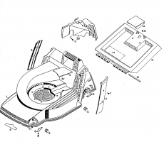 Ersatzteile WOLF-Garten Elektro Rasenmäher ohne Antrieb 4.42 E Typ: 4940680 Serie E  (1996) Heckklappe, Mähwerksgehäuse 
